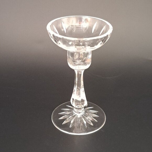 Vintage Crystal Candlestick Holder With Etched Design & Elegant Cut - Picture 3 of 10